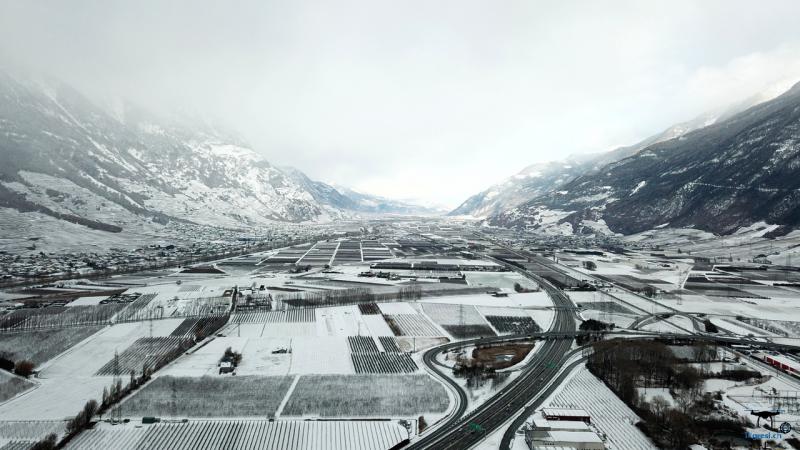 Vallée du Rhone sous la neige
