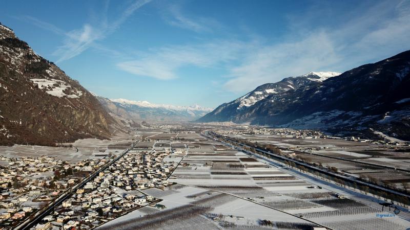 Vallée du Rhone sous la neige